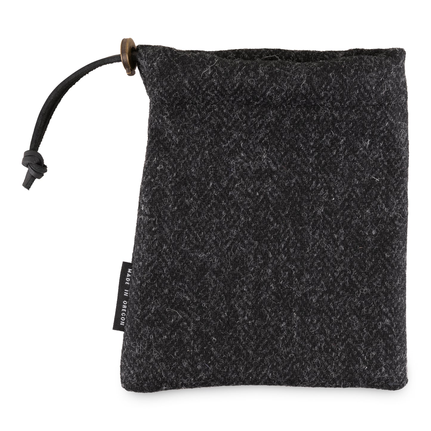 Black Harris Tweed Drawstring Pouch